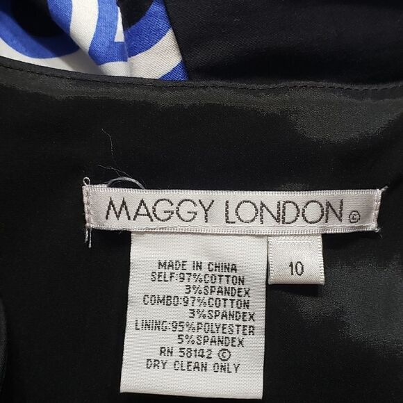 Maggy London Black & Geo Print Fit & Flare Dress Sz 10 NWT - Picture 13 of 16